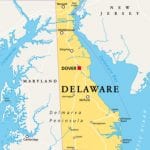 Map of Delaware and Maryland