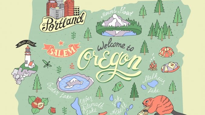 Tourist Map of Oregon with travel and attractions