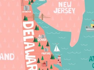 Tourist map of Delaware with landmarks