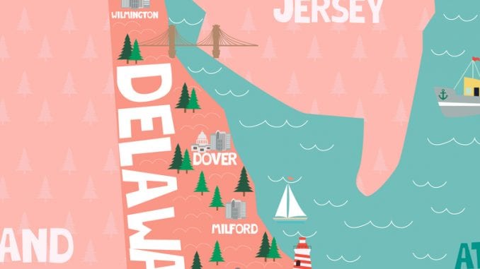 Tourist map of Delaware with landmarks