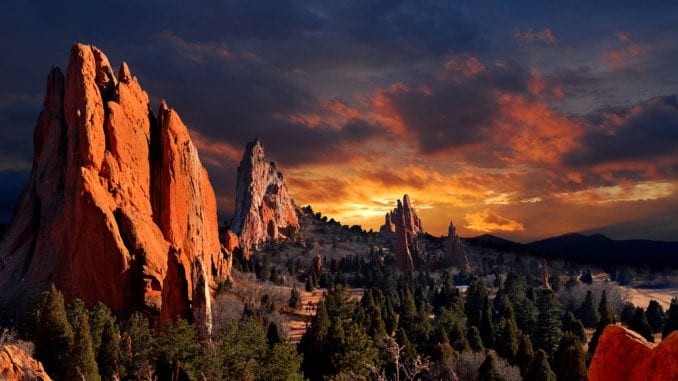 Evening Light at the Garden of the Gods Park in Colorado Springs