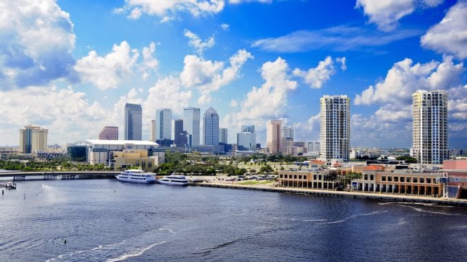 Cityscape of Tampa Florida and the harbor