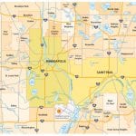 Minneapolis-Saint Paul road and administrative vector map