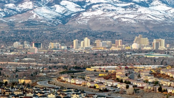 Cityscape of Reno Nevada in the winter
