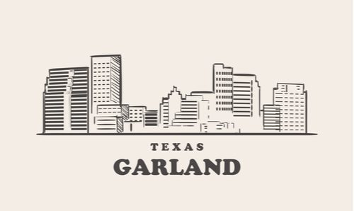 Garland skyline, texas drawn sketch