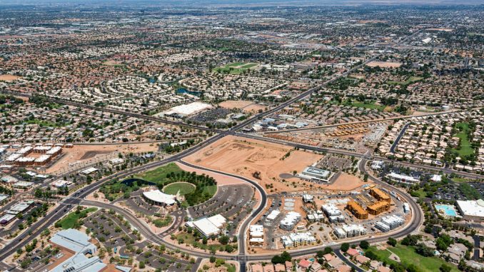 Gilbert, Arizona viewed from above looking from the SE to the NW