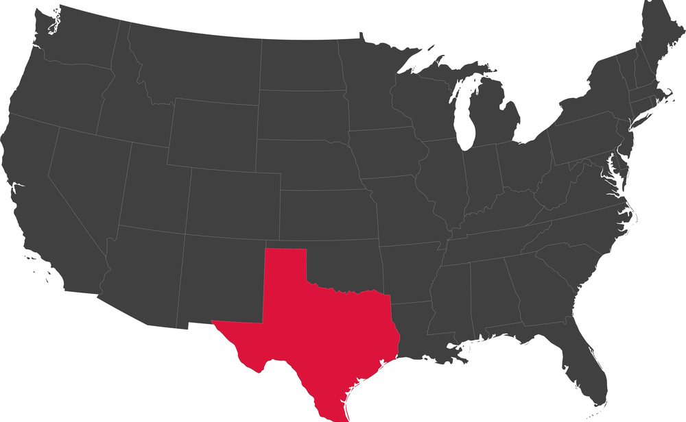Where is Texas located on a US map