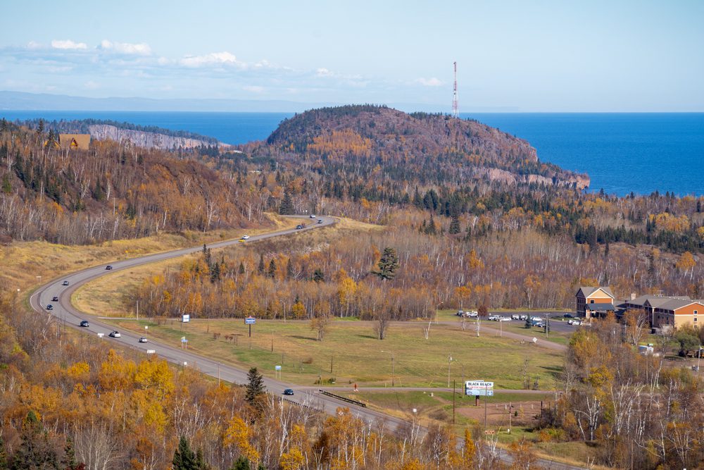 Overlook on the scenic North Shore drive (highway 61) and Lake Superior in the fall