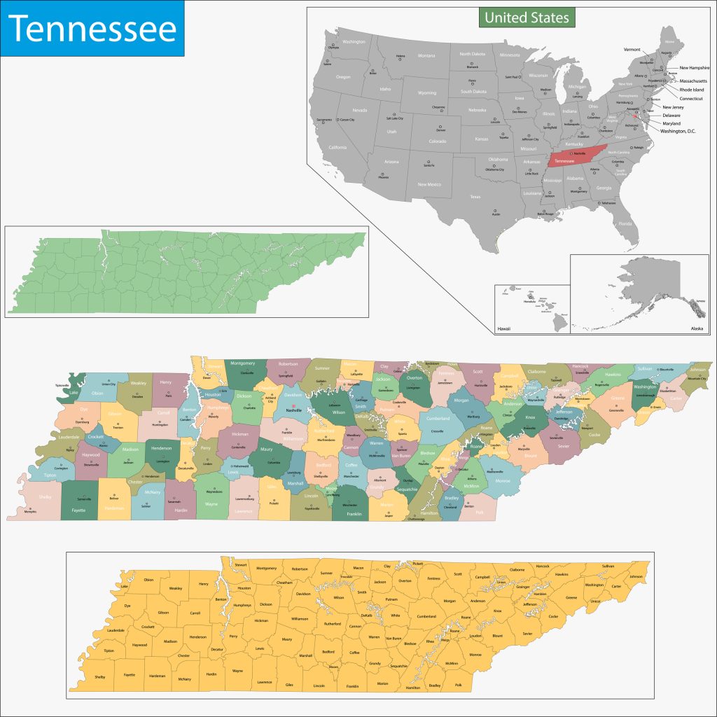 Where is Tennessee located on a US map