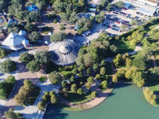 Aerial view of Houston zoo at downtown Houston, Texas