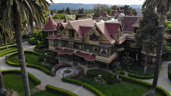 Arial view of The Winchester Mystery House