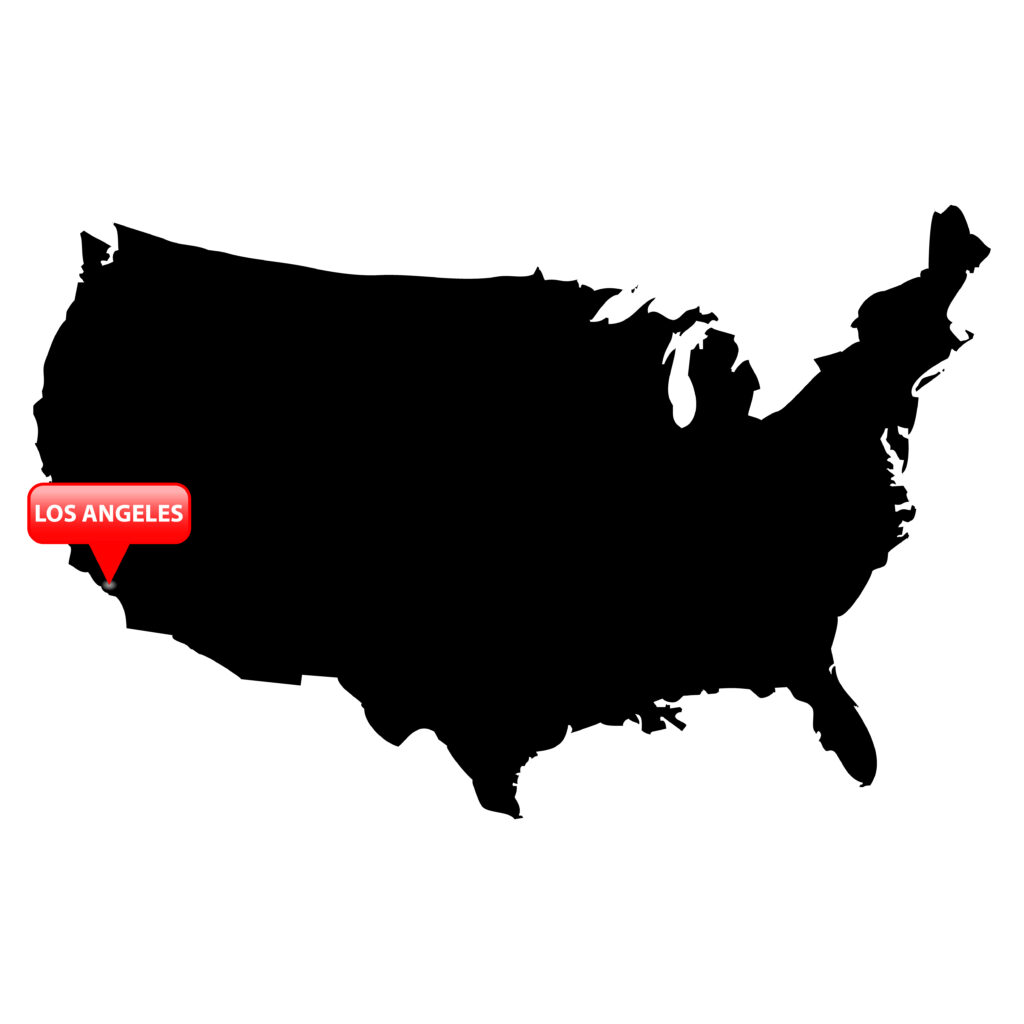 Where is Los Angeles located on the US map