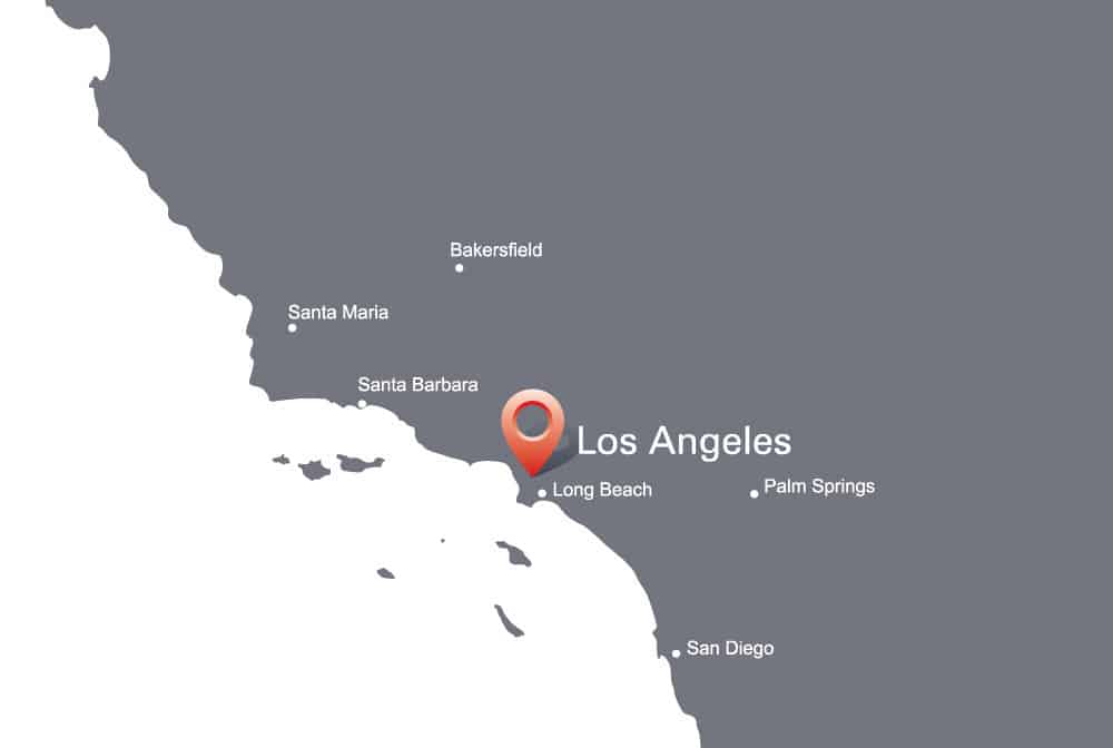 Where is Los Angeles located on the map