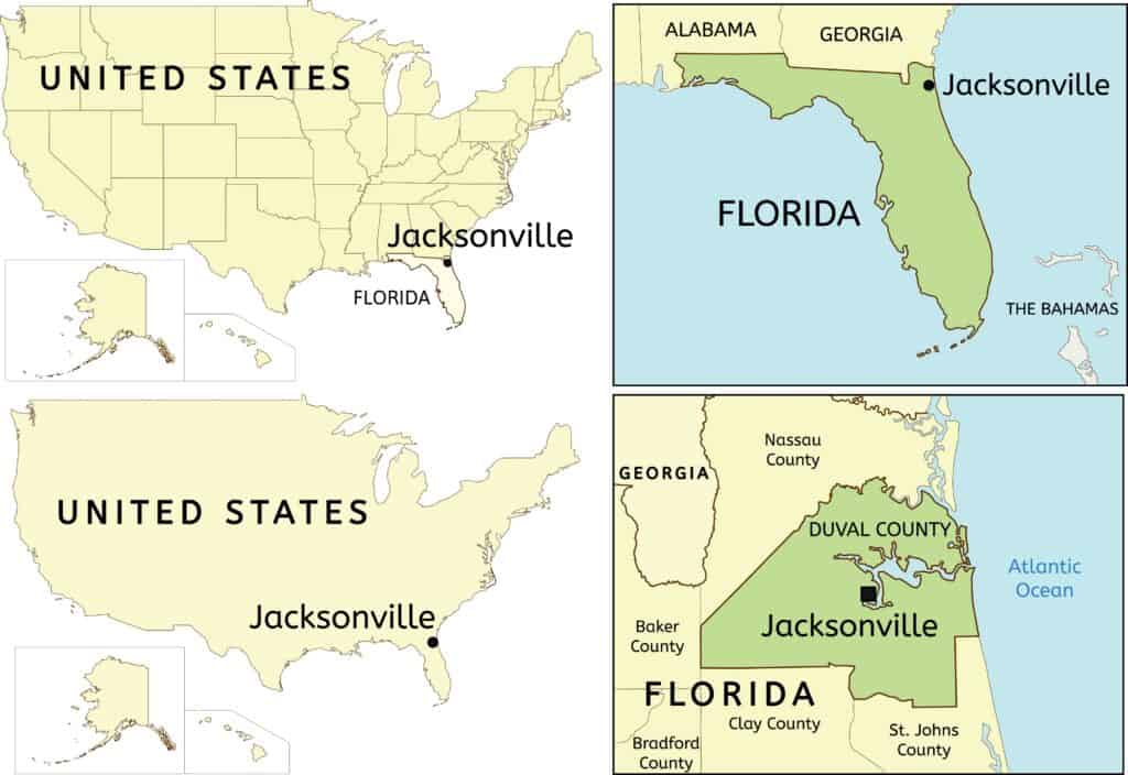 Where is Jacksonville (Florida) located on the map
