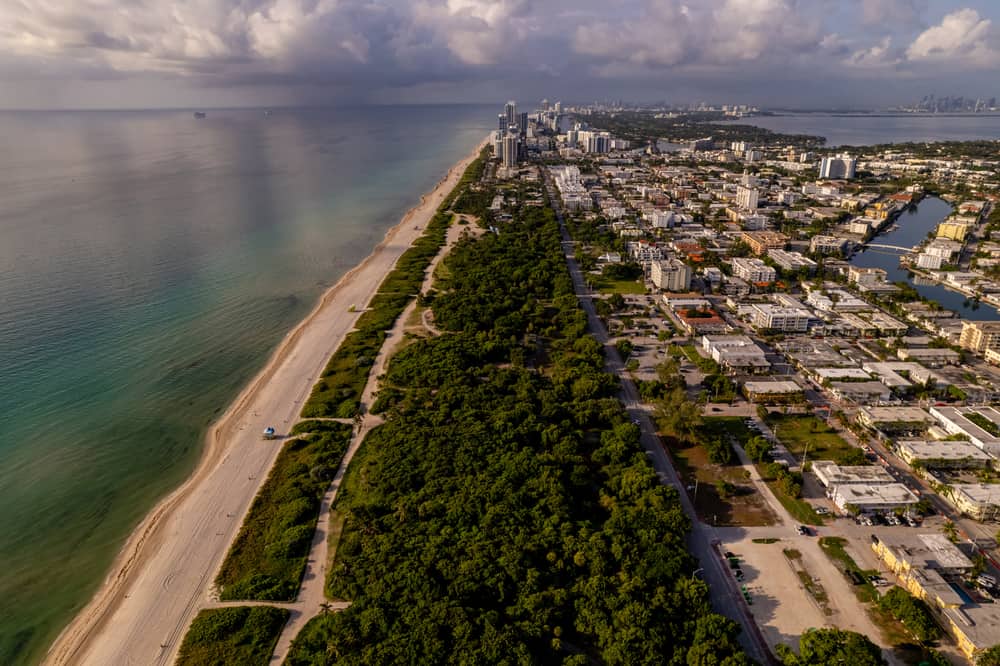 Aerial photo of the North Beach Oceanside Park Miami FL USA