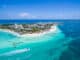Aerial shot of Playa Norte at Isla Mujeres, island located near Cancun