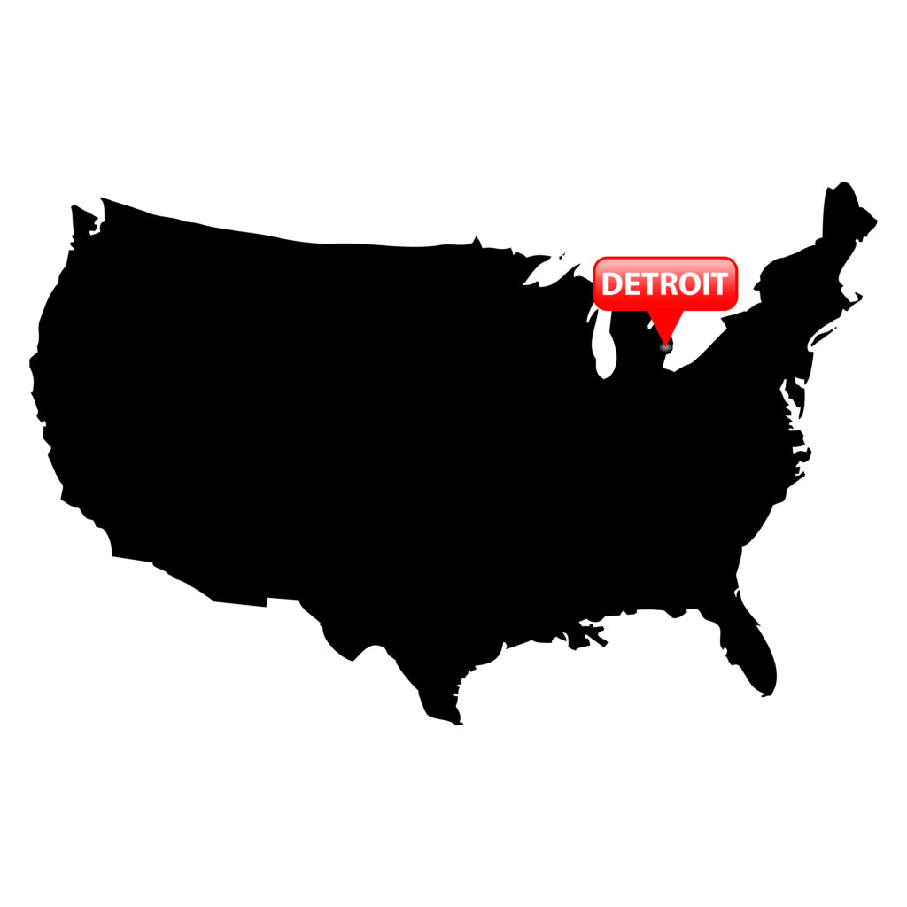 Where is Detroit located on the US map