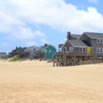beachfront properties along the shore of Kill Devil Hills in the Outer Banks of North Carolina