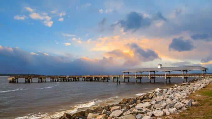 A view of the old fishing pier on St Simons Island, Georgia