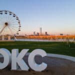 OKC sign and Wheeler Ferris Wheel with skyline