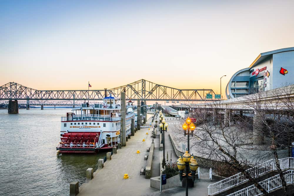 The wharf is home to the Belle of Louisville Steamboat.