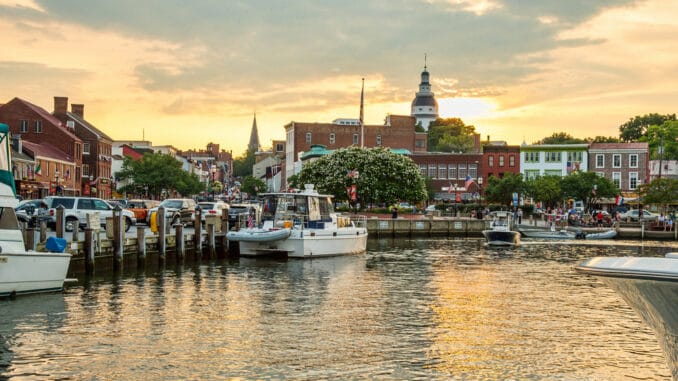 annapolis maryland harbor on summer afternoon