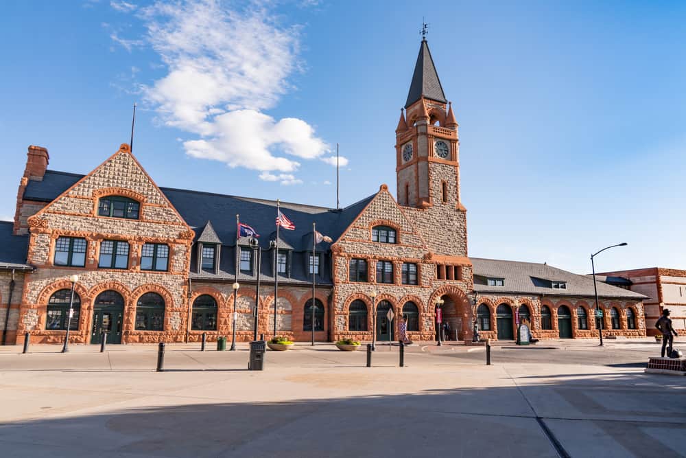 Exterior of the Union Pacific Railroad Depot in Cheyenne.
