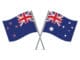 Australia and New Zealand Flags. New Zealand is on the left with red stars