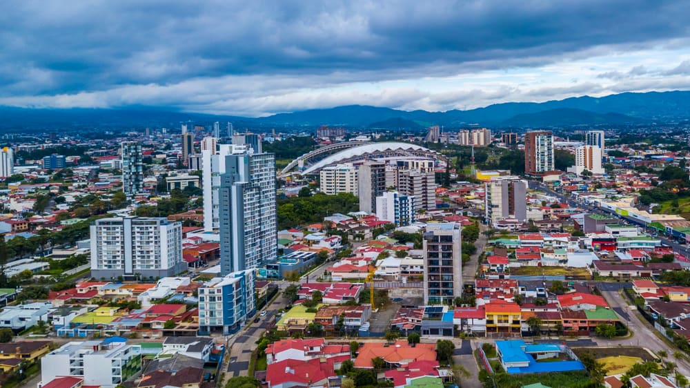 Beautiful aerial view of Costa Rica's San Jose city