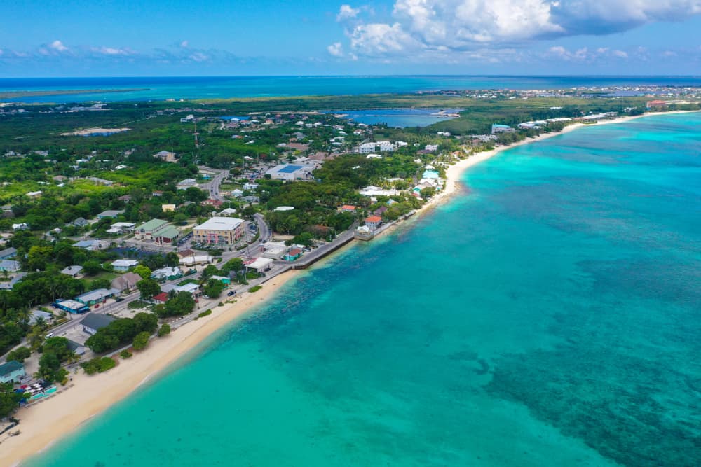 Beautiful view of some of the most beautiful beaches in the Cayman Island in George Town