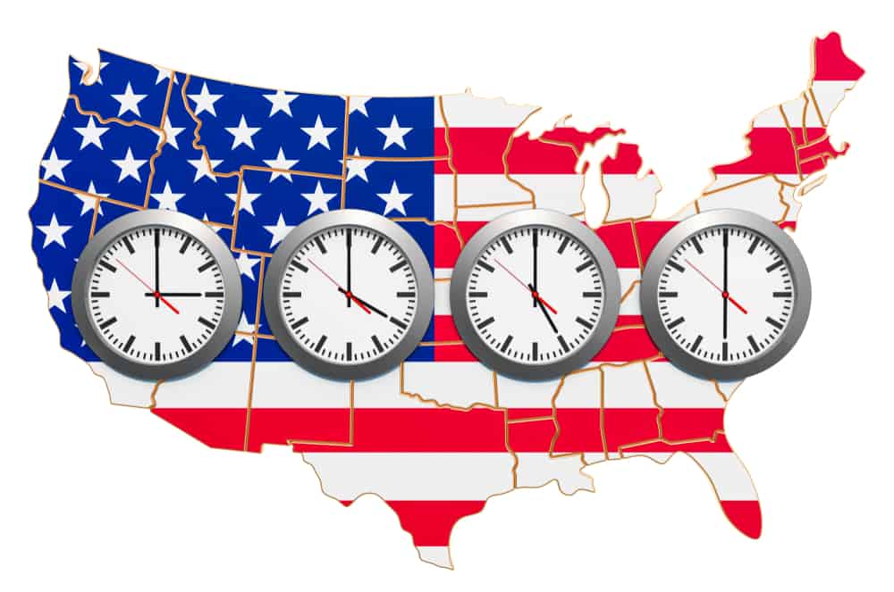 What percentage of the US population lives in the Eastern, Central and Pacific time zones respectively?